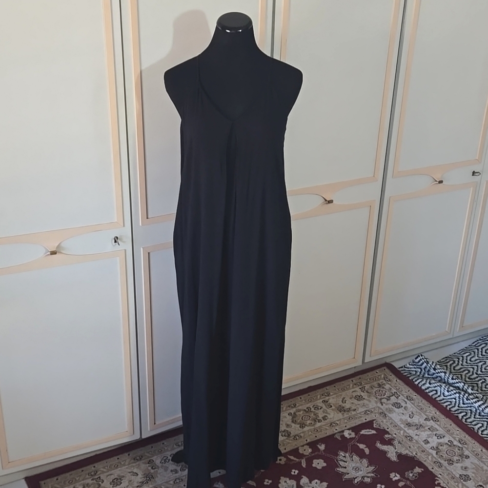 Black, Maxi, Halter Dress by Gianni Bini~BoHo, VNeck, Pockets~ M